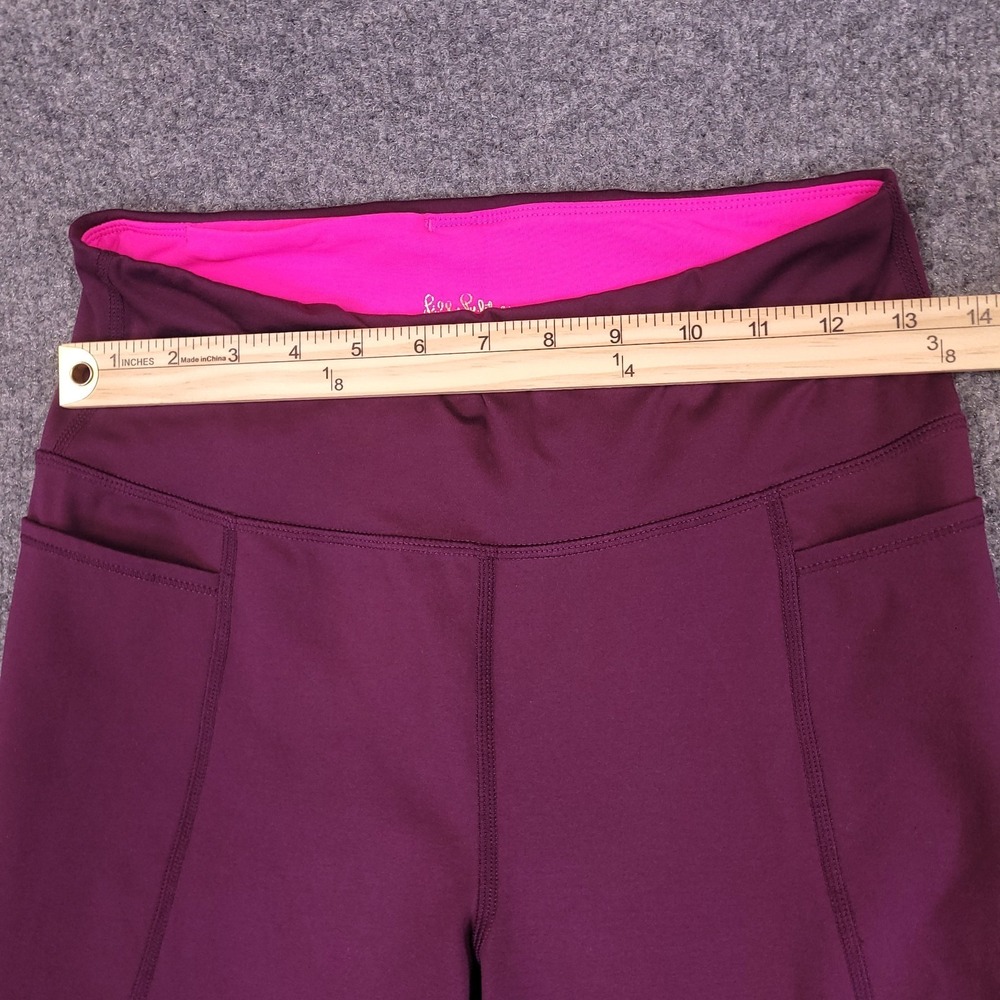 Lilly Pulitzer Luxletic Cropped Leggings Women M Purple Floral Athletic Gym Yoga - Picture 8 of 13